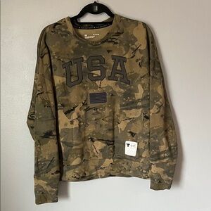 Under Armour Project Rock USA Camo Loose Fit Pullover Sweatshirt Women’s XL